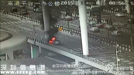 深圳(www.szxxg.com)机场航站楼一车辆失控 撞交警摩托致起火