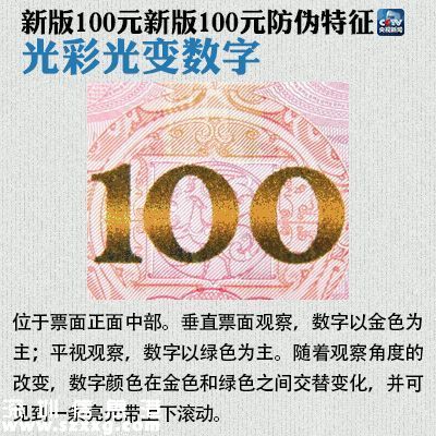 今起新版100元正式流通 快速识别新版人民币