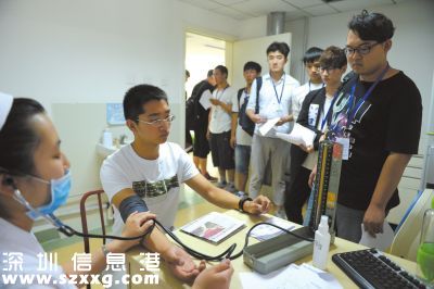 昨天上午，东城区的征兵体检工作在普仁医院拉开序幕。
