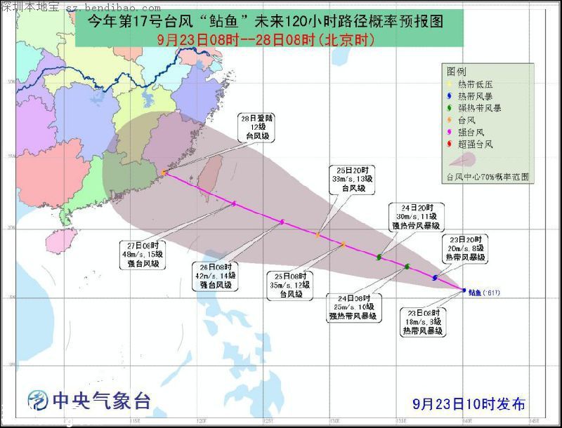 17号台风鲇鱼最新路径图(实时更新)