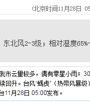 深圳天气（11.28）：多云间阴天 13-19℃