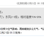深圳天气（12.21）：阴天有小雨 19-23℃